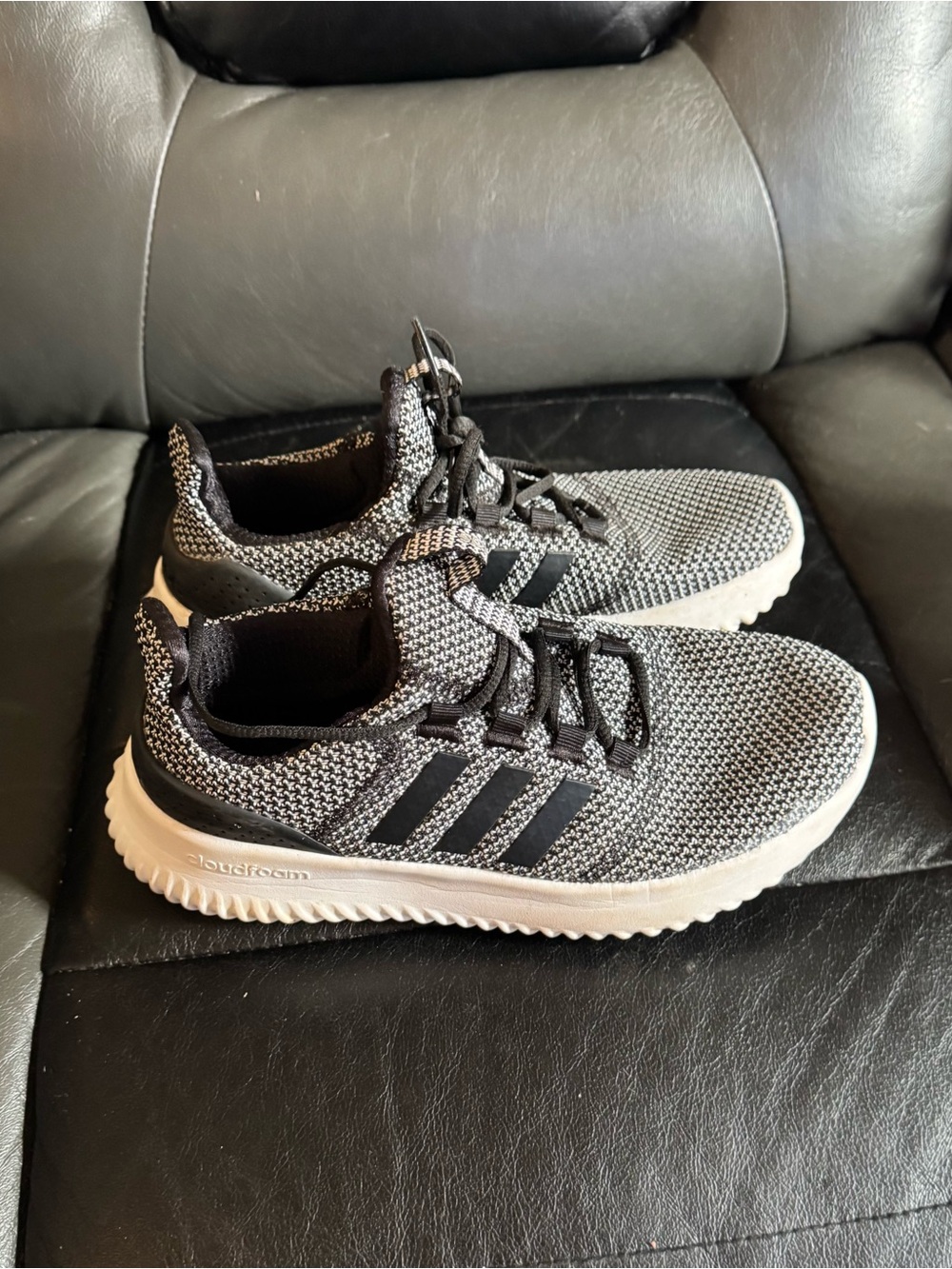 adidas Grey & Black Knit Cloudfoam Trainers